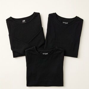 Kids Basic Black Shirt Bundle Cat & Jack H&M Long & Short Sleeve Sizes 5T to 12